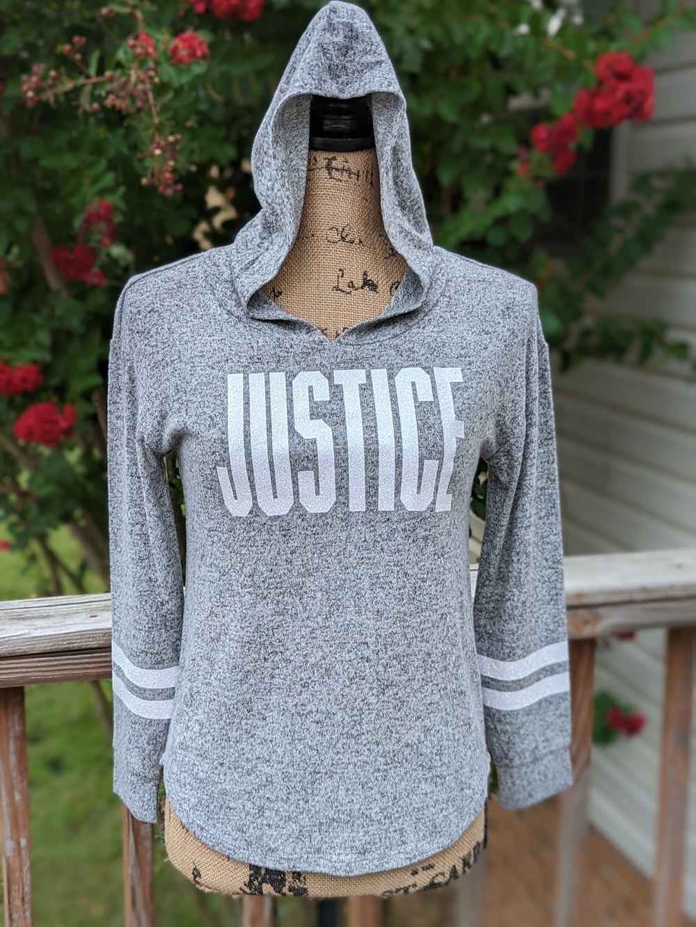 JUSTICE heather grey knit hoodie